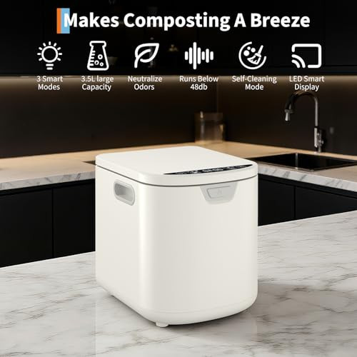 GARVEE 3.5L ELECTRIC KITCHEN COMPOSTER SMART COUNTERTOP COMPOST BIN - WHITE