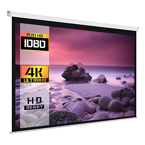 INLAND ProHT 84" 16:9 Aspect Ratio, Pull Down Projector Screen, Matte White New