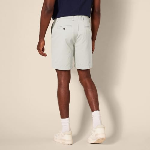 AMAZON ESSENTIALS MEN'S SLIM-FIT 7" CHINO SHORT - SIZE: MEN 32 - SILVER/GRAY