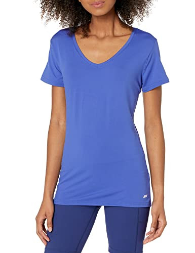 AMAZON ESSENTIALS V-NECK ACTIVE T-SHIRT - PACK OF 2 - SIZE S - BLACK/BRIGHT BLUE
