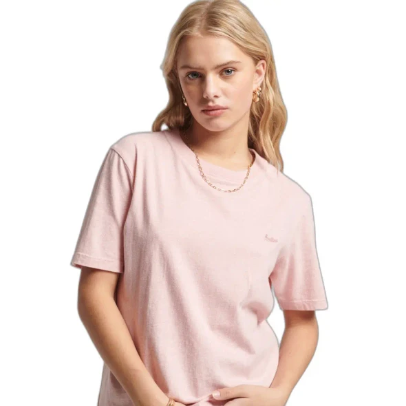 BESTICKTES T-SHIRT AUS BIO-BAUMWOLLE FRAU VINTAGE SIZE: MEDIUM - SOFT PINK MARI New
