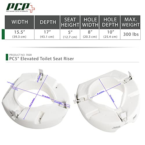 PCP 5" Elevated Toilet Seat Universal Fit B082TS9HHD - White New