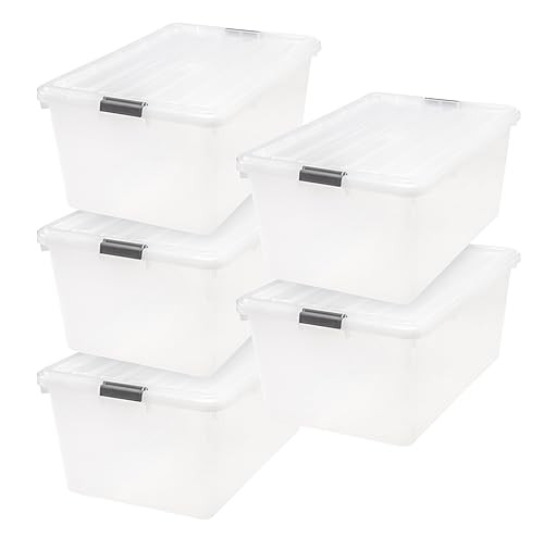 IRIS USA 5Pack 68qt/17gal Clear View Plastic Storage Bin with Lid - NEW New