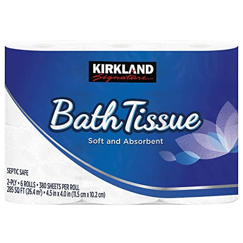 Kirkland Signature Bath Tissue 2-Ply 380 Sheets 30 Rolls B096MLT4B3 - White New