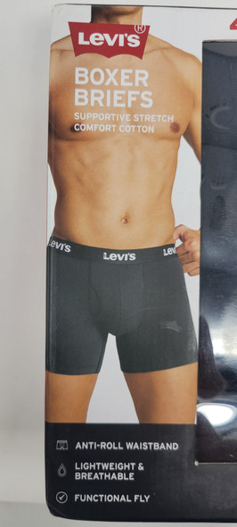 LEVI'S MEN'S 4-PACK BOXER BRIEF, SOFT COTTON TAG-FREE - SIZE: MEN M - BLACK New