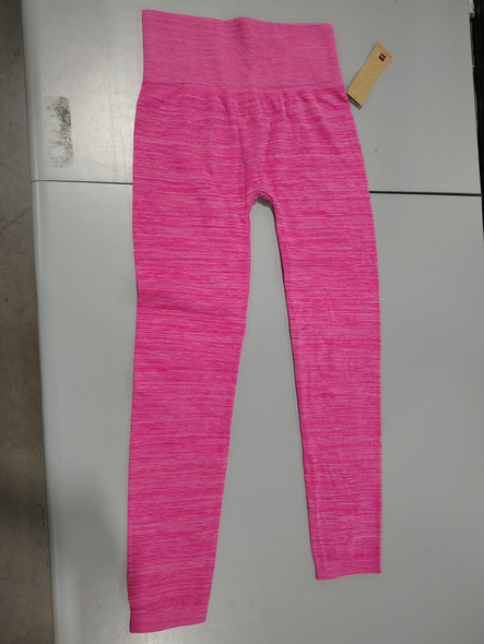 SHOSHO WOMEN'S LEGGINGS WAISTED CROP ACTIVEWEAR - SIZE: WOMEN S/M - PINK HEATHER