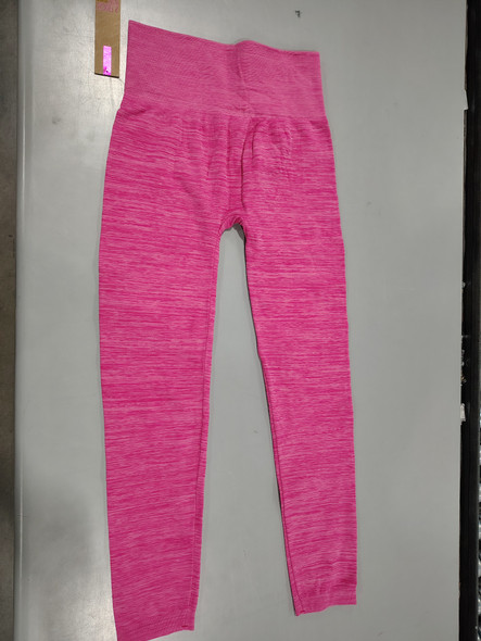 SHOSHO WOMEN'S LEGGINGS WAISTED CROP ACTIVEWEAR - SIZE: WOMEN S/M - PINK HEATHER