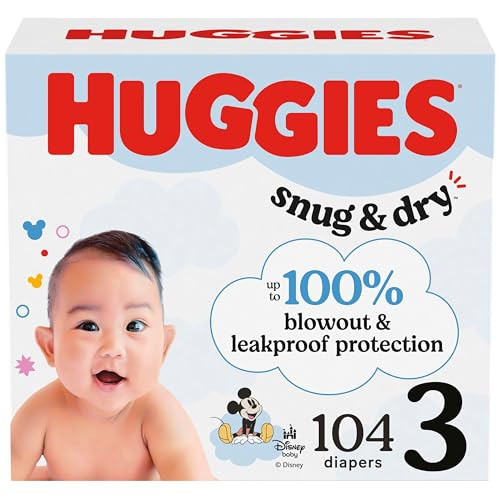 Huggies Size 3 Diapers, Snug & Dry Baby Diapers, Size 3 (16-28 lbs, 104 Count New