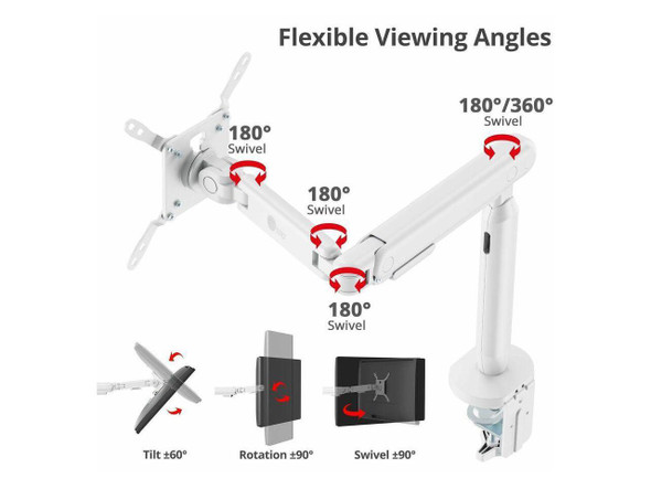 SIIG Single 40" Ultrawide 3-Segment Easel Monitor Arm, with USB-C/USB-A Ports -
