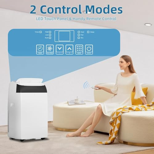 EXPLOREHORIZON 14000 BTU PORTABLE AIR CONDITIONERS, 3 IN 1 - WHITE-BLACK