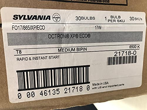 SYLVANIA 30 Pieces 21718 FO17/865/XP/ECO 17 Watt 6500K Medium Bi-Pin G13