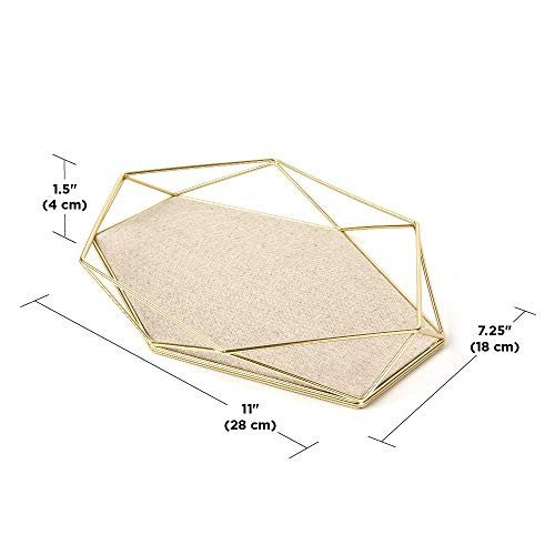 UMBRA PRISMA TRAY, GEOMETRIC PLATED JEWELRY STORAGE, MATTE BRASS - BRASS