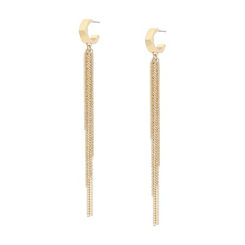 ALLSAINTS JEWELRY WOMEN'S RAE HEXAGON CHAIN FRINGE EARRINGS GOLD BRASS New
