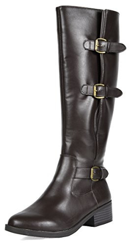 TOETOS WOMEN'S MIRRAN BROWN FASHION KNEE HIGH RIDING BOOTS SIZE 7 M