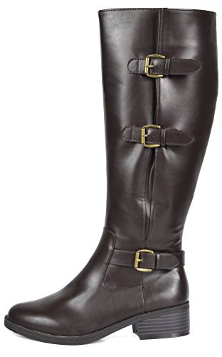 TOETOS WOMEN'S MIRRAN BROWN FASHION KNEE HIGH RIDING BOOTS SIZE 7 M