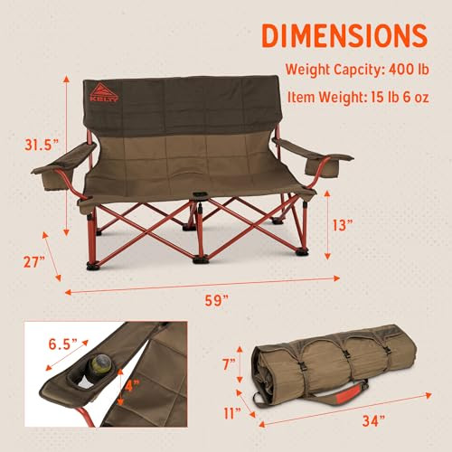 KELTY LOW LOVESEAT 2 PERSON FOLDING CAMPING CHAIR LOW HEIGHT, 61510725BNG
