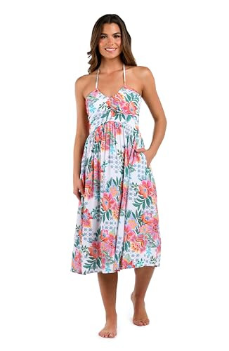 LA BLANCA WOMENS MIDI DRESS SWIMSUIT COVER UP, SIZE XL, WHITE//RIVIERA RESORT New