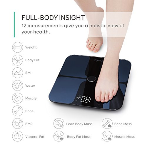 Eufy Smart Scale Bluetooth Body Fat Weight/Body Fat/BMI T9140 - BLACK