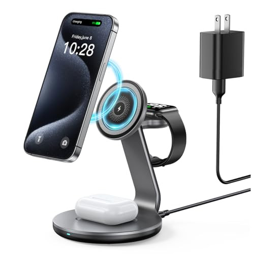 HERRBOL 3 IN 1 WIRELESS CHARGER FOR WATCH/IPHONE/AIRPODS - BLACK/GRAY