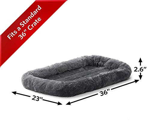 MidWest QuietTime Dog Bed Gray Faux Fur Bolster Ultra-Soft B0002DHXVE-NEW New