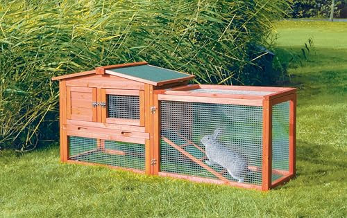 TRIXIE NATURA ANIMAL HUTCH WITH OUTDOOR RUN 61" L X 20.75" W X 27.5" H - BROWN New