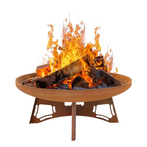 Outdoor Fire Pit Wood Burning Firepit 23.6 Inch Camping Grill Fire Bowl New