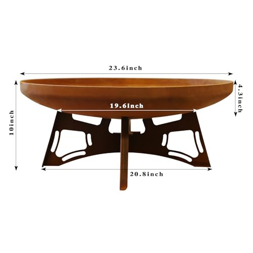Outdoor Fire Pit Wood Burning Firepit 23.6 Inch Camping Grill Fire Bowl New