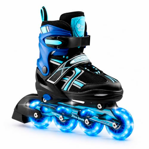 XINO SPORTS Adjustable Inline Skates - Aqua, Large 5-8