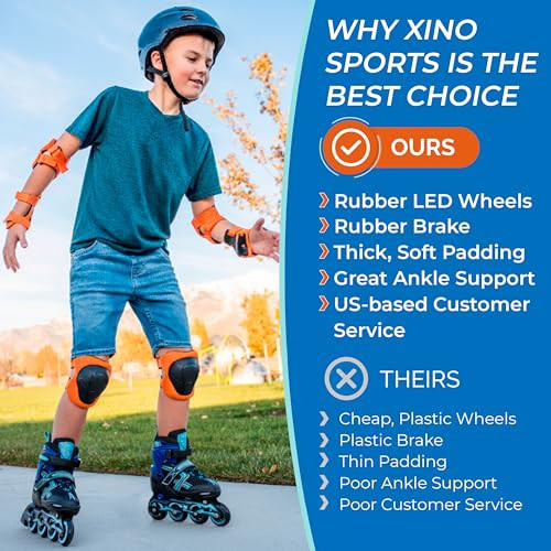 XINO SPORTS Adjustable Inline Skates - Aqua, Large 5-8