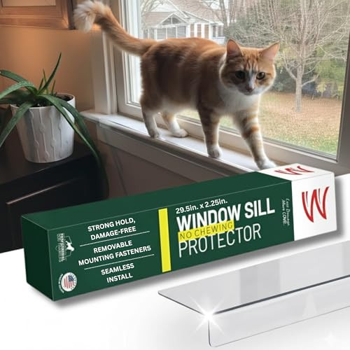 CLAWGUARD Plexiglass Window Sill Protector Thick Crystal Clear Window Sill Cover