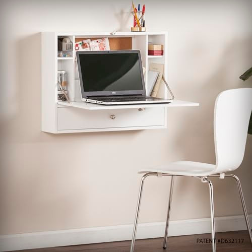 SEI Furniture Wall Mount Folding Floating Desk in White New