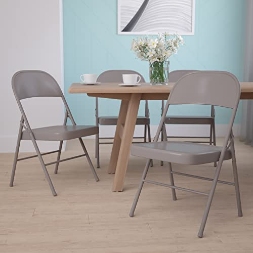Flash Furniture 4 Pack HERCULES Series Double Braced Beige Metal Folding Chair New