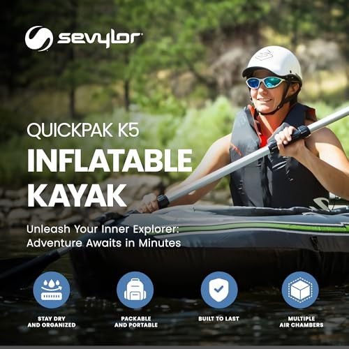 Sevylor QuickPak K5 1-Person Inflatable Kayak Folds Into Backpack 2000014136 New