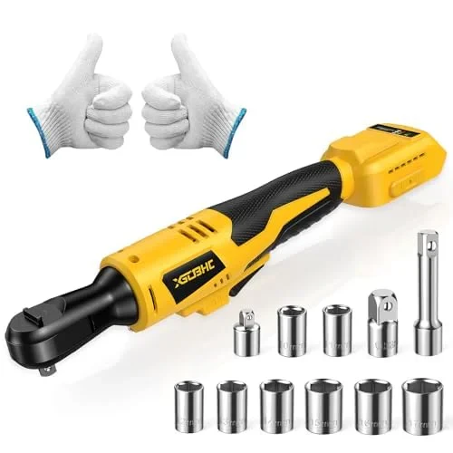 XGOBHC 3/8 INCH CORDLESS RATCHET WRENCH SET - YELLOW,BLACK