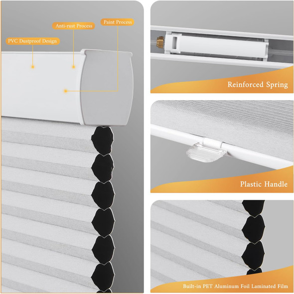 ATXBYOH CORDLESS BLACKOUT CELLULAR SHADES FOR INDOOR WINDOWS 35X64 - WHITE
