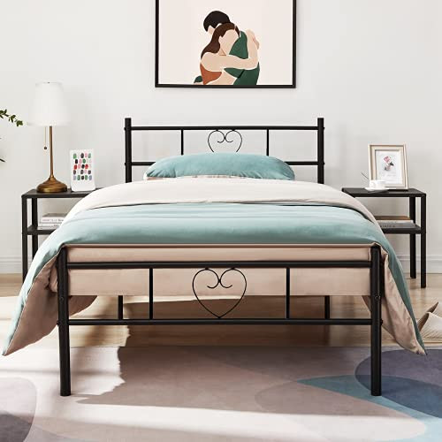 AINGOO Twin Bed Frame Metal Headboard Footboard SA1297T - Black New