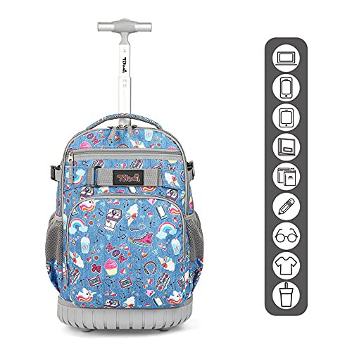 TILAMI ROLLING BACKPACK 18 INCH WHEELED LAPTOP COLLEGE STUDENT - BLUE JEANS