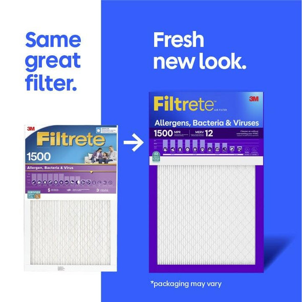 Filtrete 20x25x1 Air Filter, MERV 12, MPR 1500, Allergens, Bacteria & Viruses New