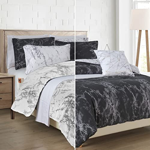 Elegant Comfort Reversible 10-Piece Comforter Set Marble, 10pc Marble, Queen New