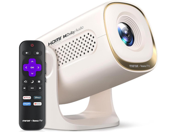 Miroir Roku TV Smart Projector with WiFi and Bluetooth, 150 ANSI, Dolby Audio,