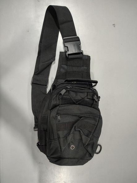 GENERIC TACTICAL CHEST BAG MOLLE SYSTEM MILITARY SLING SHOULDER PACK - BLACK