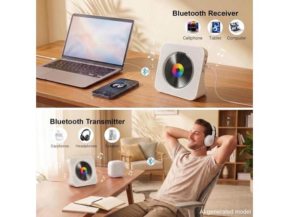 Gueray CD Player Portable Bluetooth Desktop CD Players for Home | Portable CD