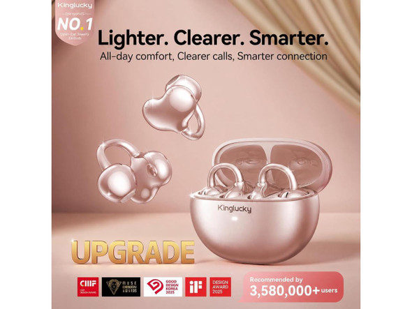 Kinglucky Upgraded Clip-On Earbuds, Open Ear Headphones for Small Ears |