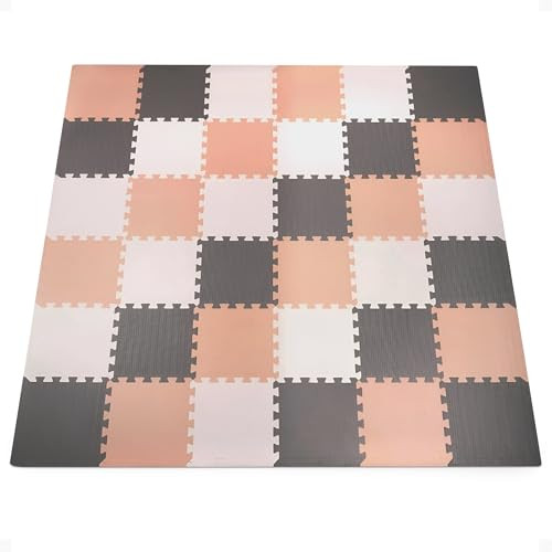 BalanceFrom 36-Pack 12x12 EVA Interlocking Foam Mat, Cream/Beige/Gray New