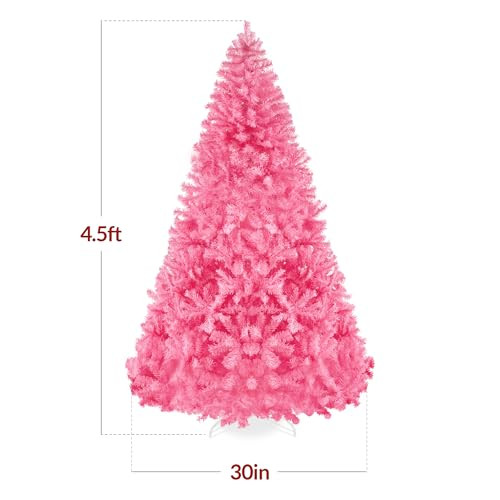Best Choice Products Artificial Christmas Tree, 4.5ft Premium Unlit - Pink New