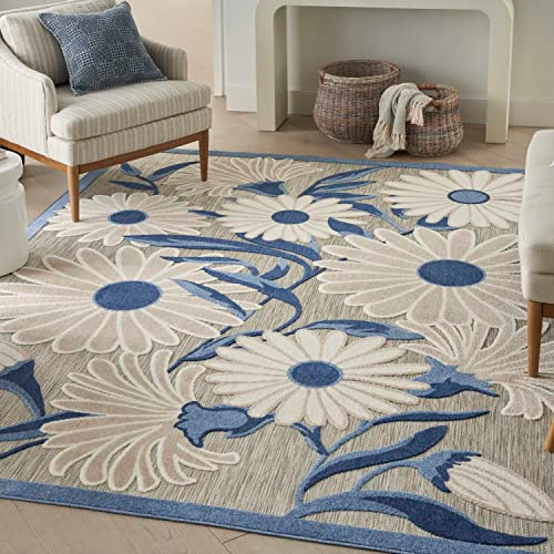 Nourison Home Aloha Blue Grey 3'6" x 5'6" Area Rug (4' x 6') - B0BRNXPH75 New