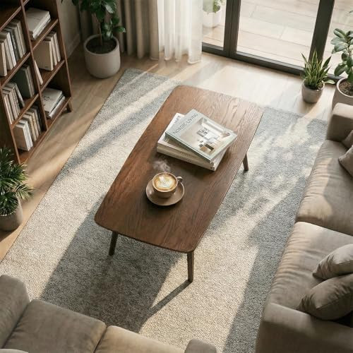 Bamskov Mid Century Modern Coffee Table: 100% Solid Wood Coffee Table - 2-Tier New