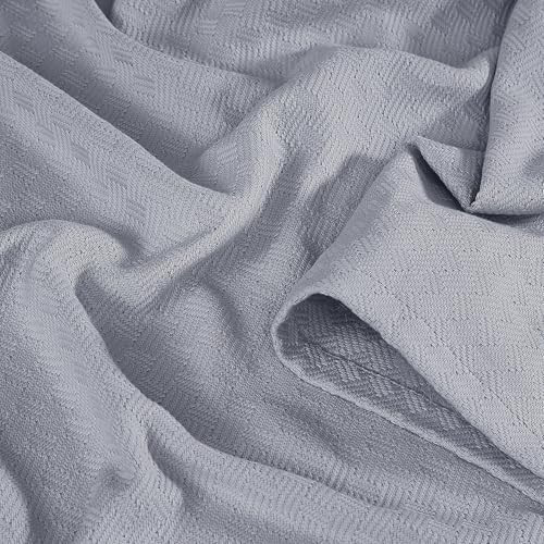 BK6386GYKG-4500 Vince Camuto Classic 100% Basket Woven Cotton King Blanket Gray