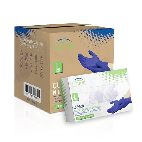 Powder CUVUR Free Nitrile Gloves Medical Examinations 900 Count - Blue