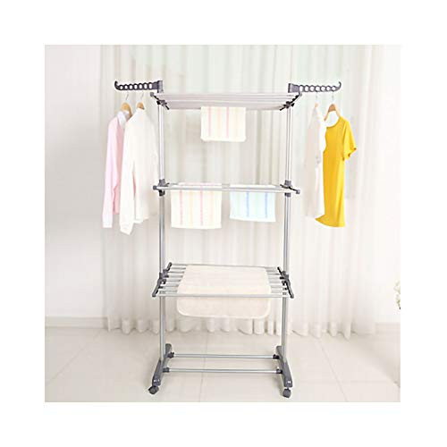 Kentaly Clothes Drying Rack 3-Tier Collapsible Rolling Dryer B08X475HPM - Grey